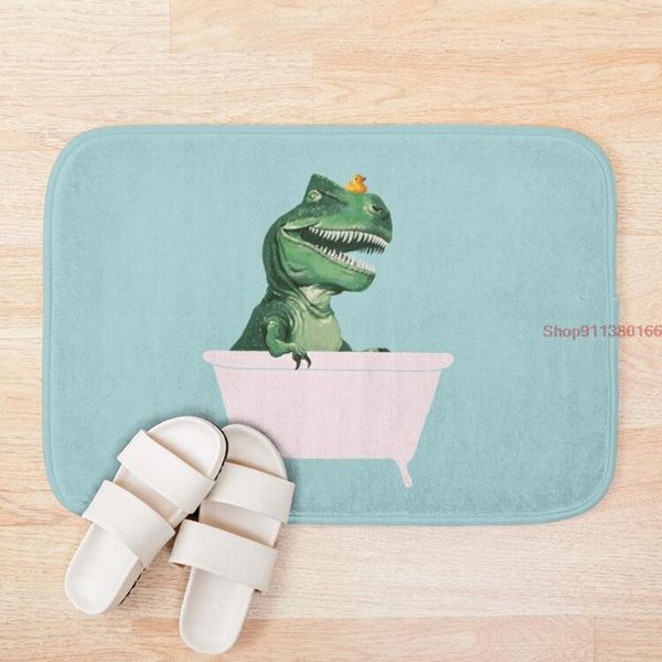 

mat playful t rex in bathtub green dropship cartoon cat animal non slip bath for bathroom carpet rugs tapis salle mats