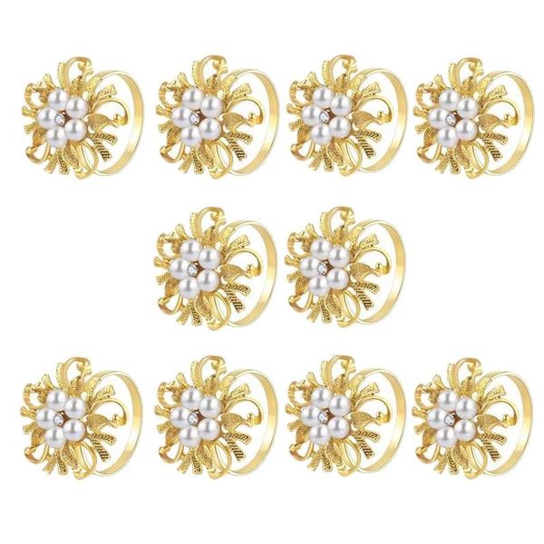 

napkin rings pearl set of 10, for dinner parties weddings family gatherings, christmas party or everyday use table decor