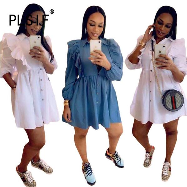 

casual dresses european design summer women shirt dress single breasted mini full sleeve vestidos party, Black;gray