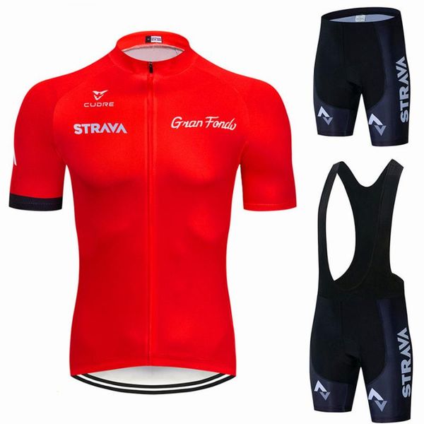 

racing sets 2021 red strava pro bicycle team short sleeve men's cycling jersey summer breathable clothing, Black;blue