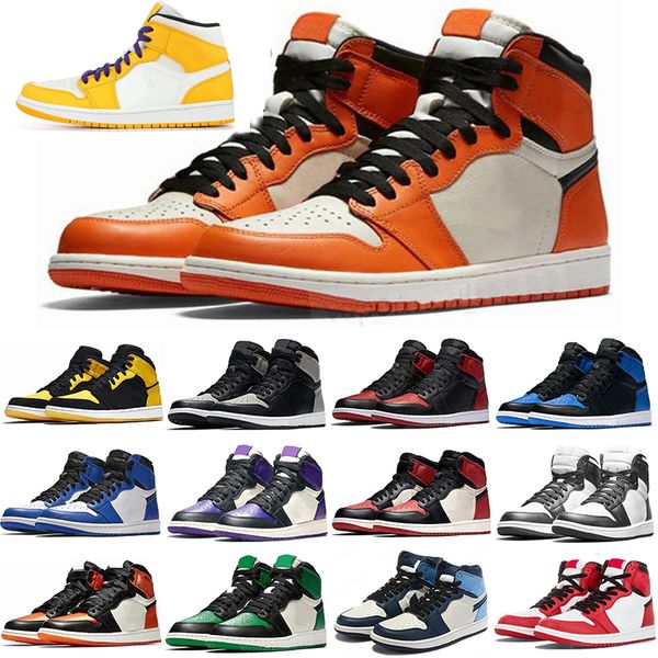 

new color jumpman high 1 1s mens womens basketball shoes shattered backboard midnight navy hyper orange seafoam fashion trainers sports snea