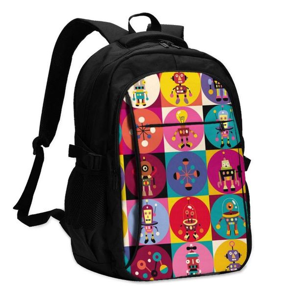 

backpack usb charging lapwomen's for teenage students girls school cute robots pattern travel bagpack