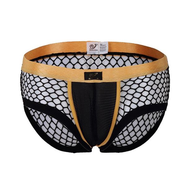 

underpants transparent low waist big mesh gay men's underwear breathable boxer briefs, Black;white