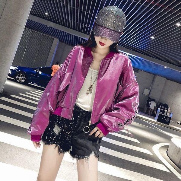 

women's jackets spring autumn street loose fitting baseball cropped jacket european and american hip hop long sleeve girl coat short, Black;brown