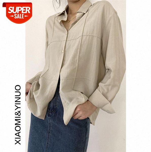 

[ou fan] 7851 blouse women design retro hong kong style long-sleeved #ax7f, Black;gray