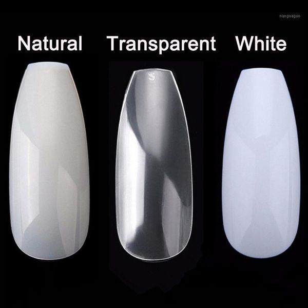 

100/500pcs long ballerina coffin shape full cover false fake nails art tip diy cin6 8991, Red;gold