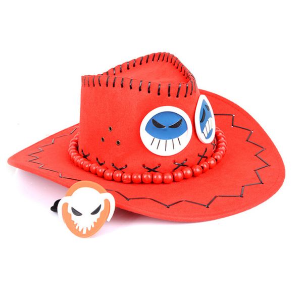 

takerlama one piece portgas d ace cowboy hat cosplay hats pirates cap suede costume hatg, Blue;gray