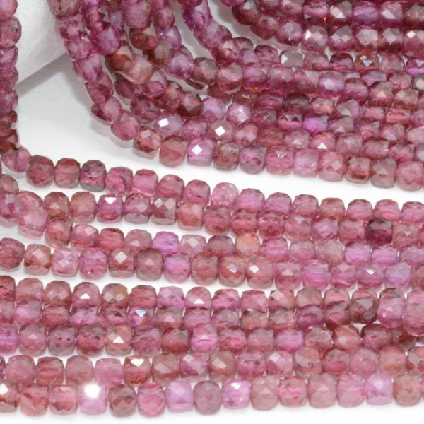 

other natural light rhodolite + almandine garnet faceted irregular cube bead 4mm