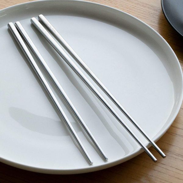 

chopsticks long stainless steel cooking frying pot matte brushed reusable lengthened dining supplies