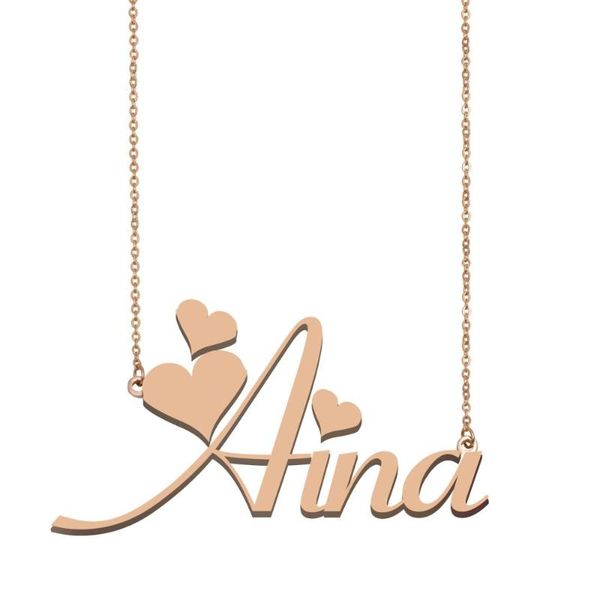 

pendant necklaces aina name necklace, custom necklace for women girls friends birthday wedding christmas mother days gift, Silver