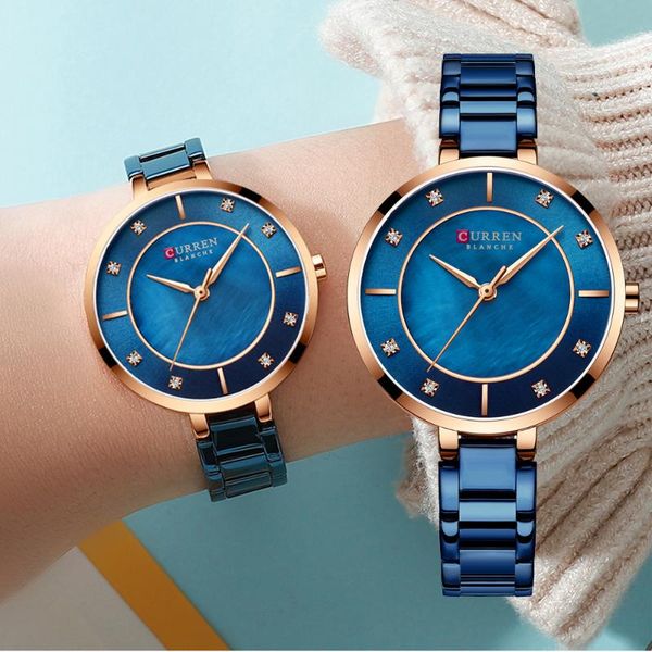 

wristwatches curren women watch womens quartz watches blue steel fashion ladies wristwatch female clock waterproof, Slivery;brown