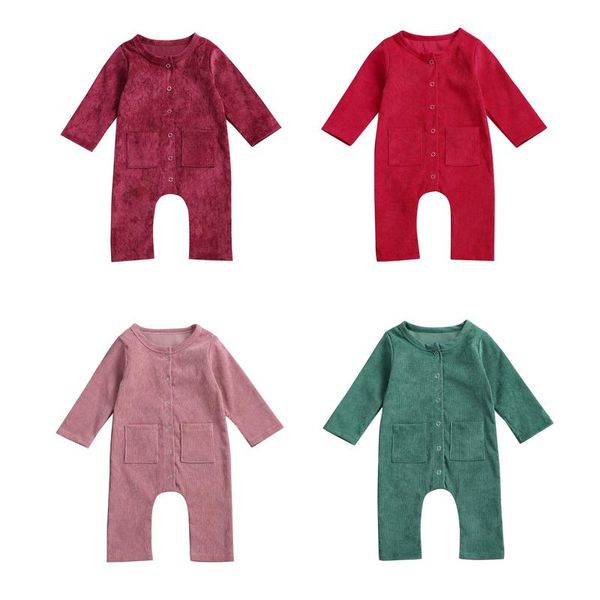 

jumpsuits pudcoco born baby romper pants long sleeve pocket solid infant casual corduroy costume clothes girl boy 0-24m, Blue