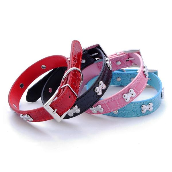 

transer pet dog supplies alligator pu leather bone necklace accessory supply collar for small medium collars & leashes