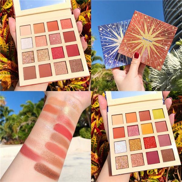 

sweet mint cosmetics 16 colors shimmer matte eye shadow palette waterproof glitter highlight metallic eyeshadow power pigment1