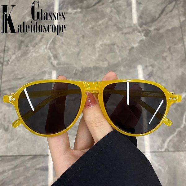 

sunglasses fashion colored women vintage pilot goggles retro brand designer men yellow eyewear black pink outdoors all-match, White;black