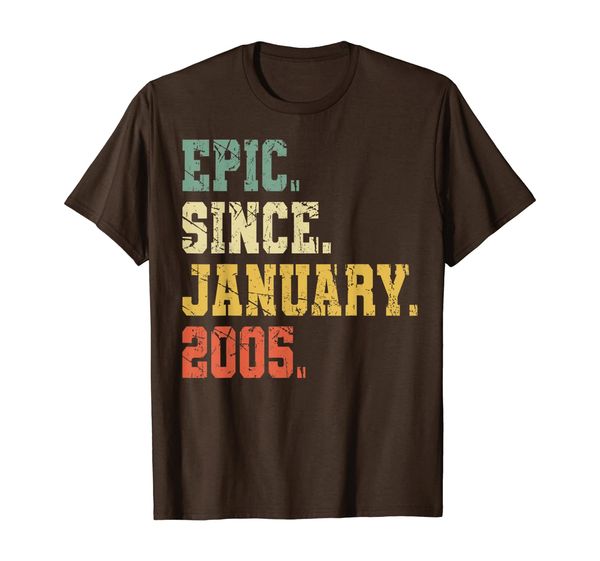 

15 years old shirt gift- epic since january 2005 t-shirt, White;black