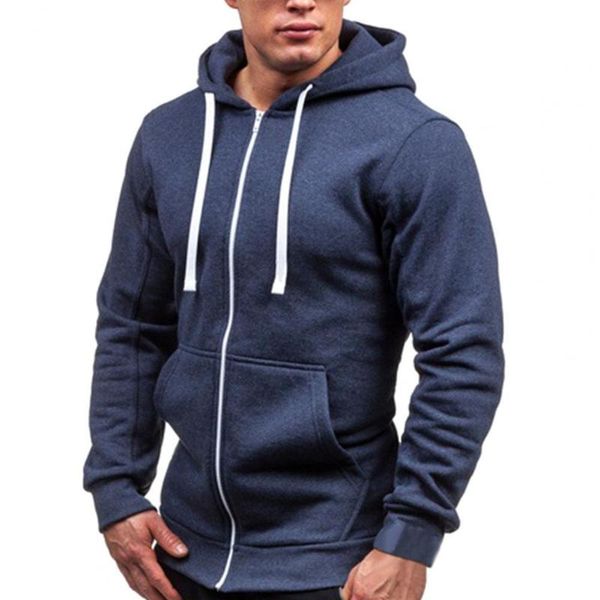 

men's hoodies & sweatshirts men tracksuit zipper closure hooded hip hop sweatshirt autumn winter 2021 casual long sleeve slim jacket co, Black