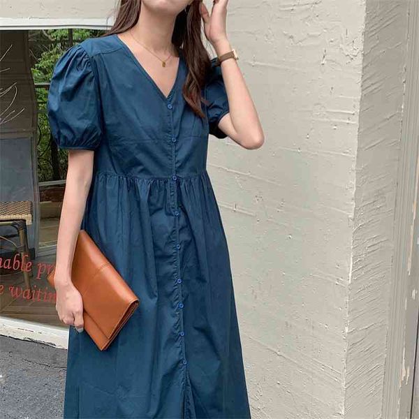 

casual dresses korean minimalist retro summer v-neck solid elegant loose chic office lady streetwear long es vestidos osk1, Black;gray