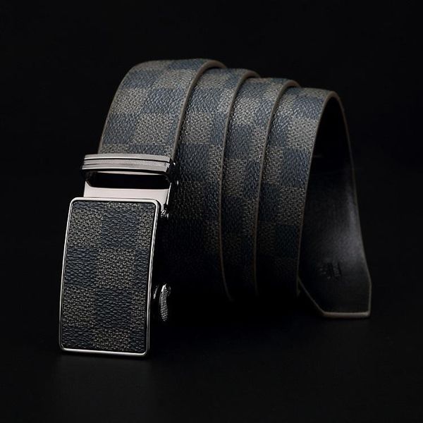 

belts fashion genuine leather men belt designer lattice classic vintage automatic buckle strap, Black;brown