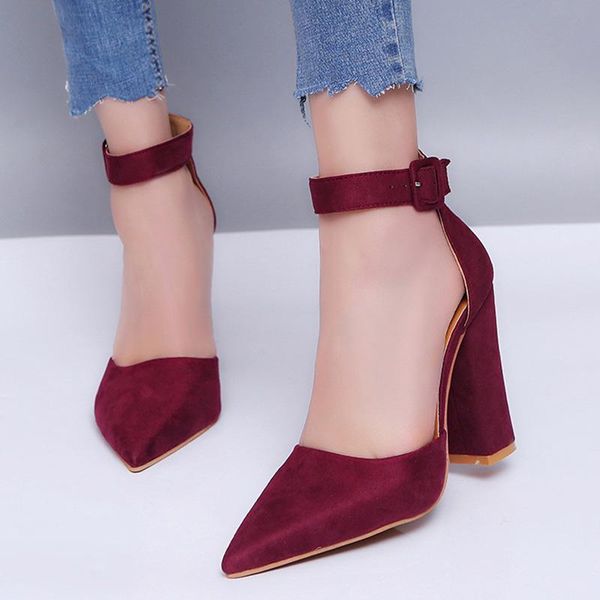 

dress shoes women pumps comfort high heels pointed block ladies sandals square heel, Black