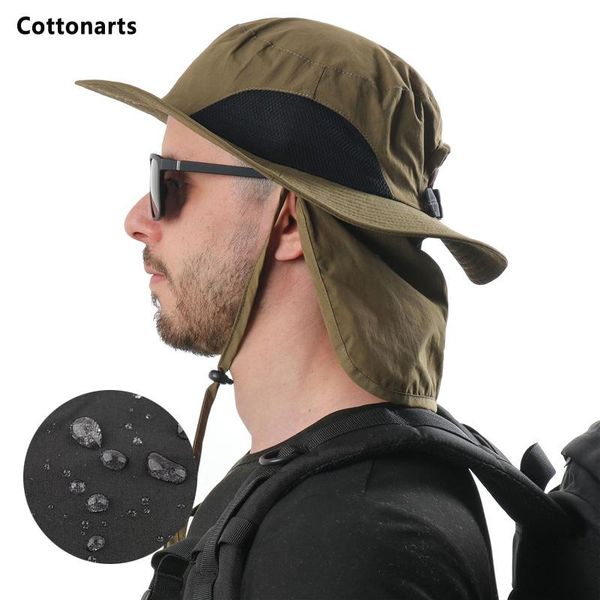 

wide brim hats men lightweight waterproof sun cap with neck cover shawl bucket women adjustable hat protection gorro pescador, Blue;gray