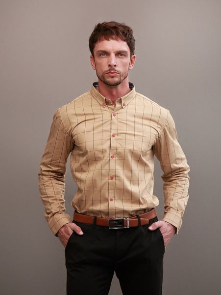 

men windowpane print button down shirt v7di#, White;black