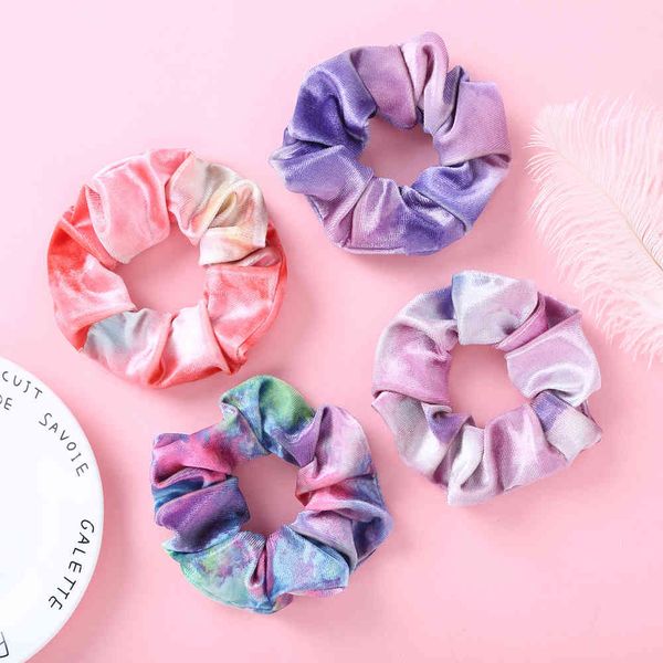 

30pc/lot dyed scrunchies velvet/chiffon tie for women girls headbands elastic rubber hair rope ring ponytail holder, Pink