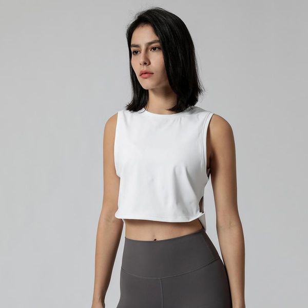 

yoga outfit loose tank vest sports crop sleeveless breathable workout fitness running athletic women gym