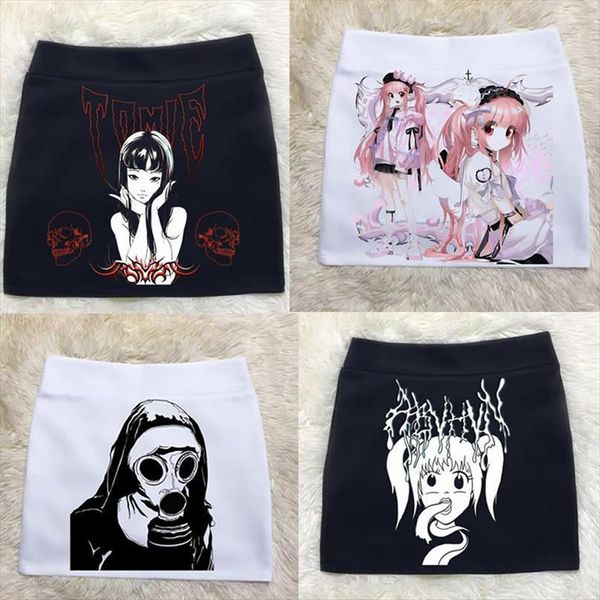 

kawaii cute skirtgothic short women skirts punk dark street aesthetic, Black