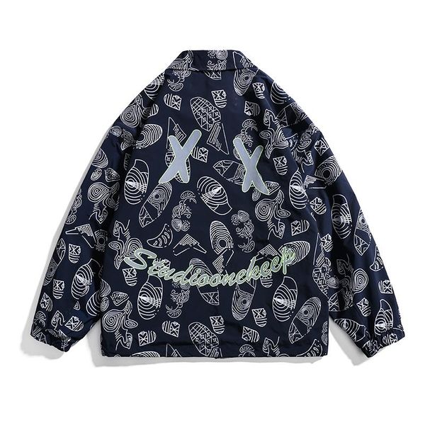 

men's jackets spring printed jacket men fashion causal coat streetwear outerwear turn-collar clothing male, Black;brown