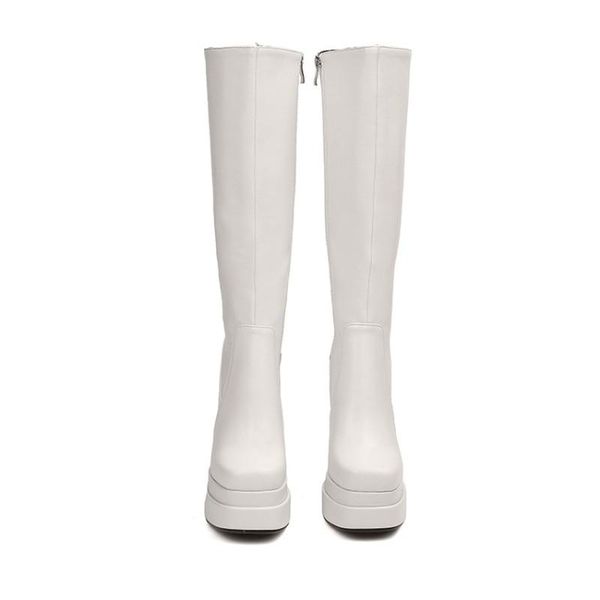 

boots high heels women's thick soles leather simple casual shoes for women, Black