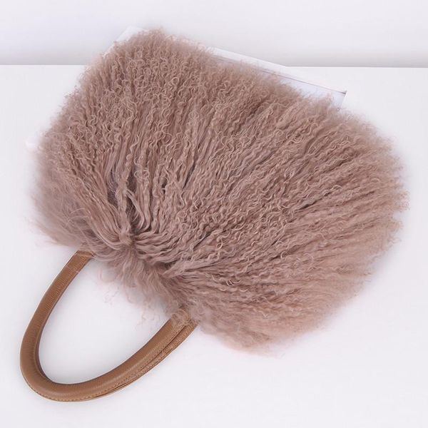 

waist bags 2021 this winter, imported austealian beach wool fur women's bag, portable leather shoulder bag