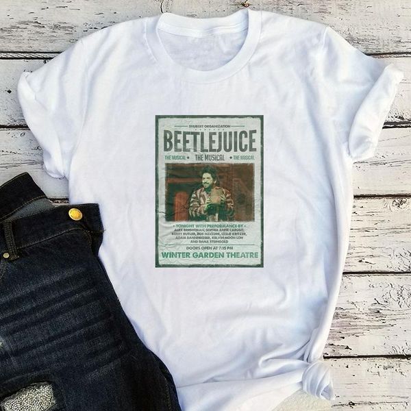 

women's t-shirt beetlejuice graphic tees vintage women horror movie halloween clothes plus size goth, White