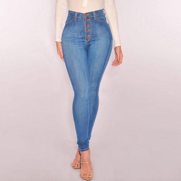 

women's jeans slim for women skinny high waist woman denim pencil pants stretch female trousers multi-size spring autumn, Blue