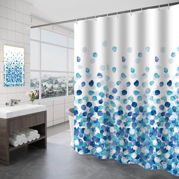 

curtain & drapes home waterproof shower bath flower petals print washable curtains\u00a0with hooks for bathroom blue white