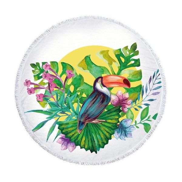 

towel toucan flowers round beach sea strandlaken cover up towels large bath spa