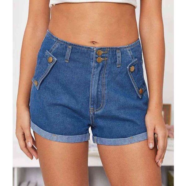 

shorts dark blue women casual denim shorts cotton mid waist straight bottoms button office lady jhorts 2021 summer short jeans, White;black