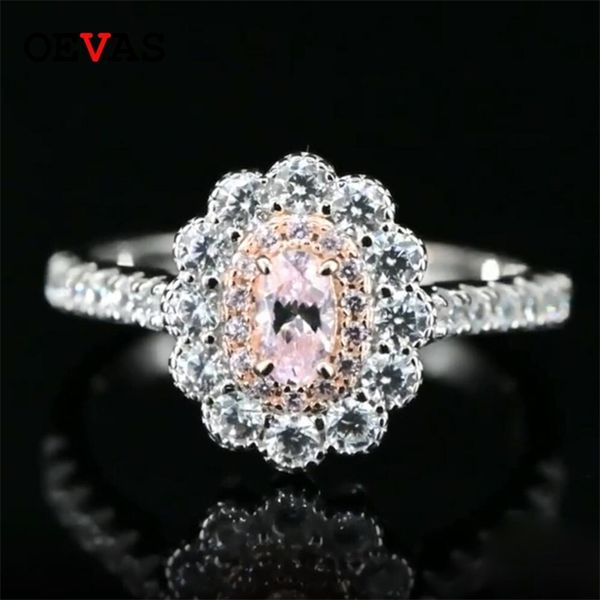 

oevas 100% 925 sterling silver sparkling wedding rings for women zircon engagement anniversary party fine jewelry 211217, Slivery;golden