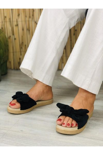 

slippers women's black bow