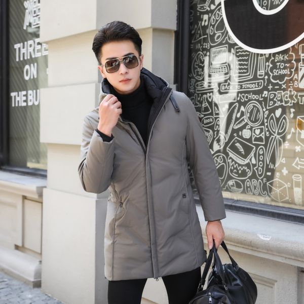 

Men's down fashion waterproof long et, duck down, solid, busins, jk-864, winter, 90%, Black