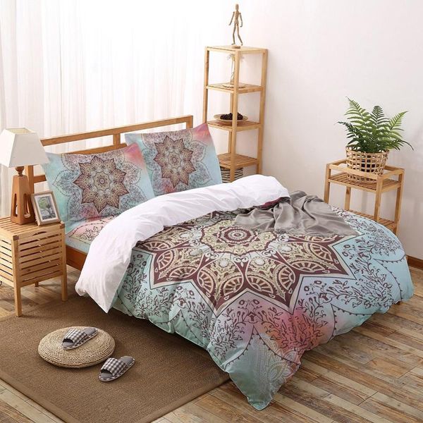 

bedding sets mandala pattern gradient print comforter set duvet cover  king bed home housse de couette gift