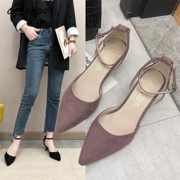 

spring style buckle strap french girl high heels with wild fashion black pink retro rome single shoes women sandals