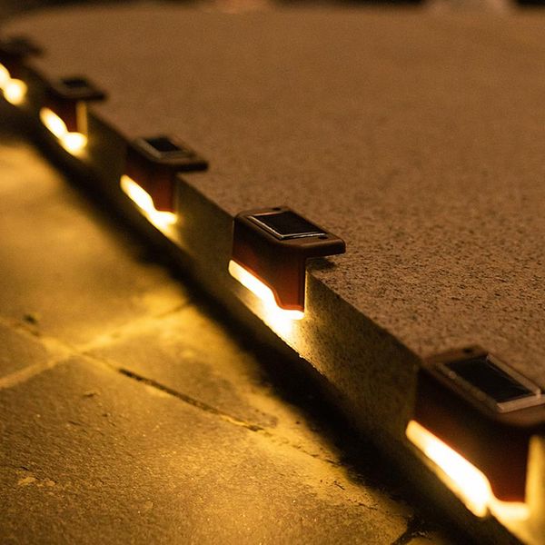 

solar lamps 16pcs led stair lamp ip65 waterproof outdoor garden pathway yard patio stairs steps fence deck night light