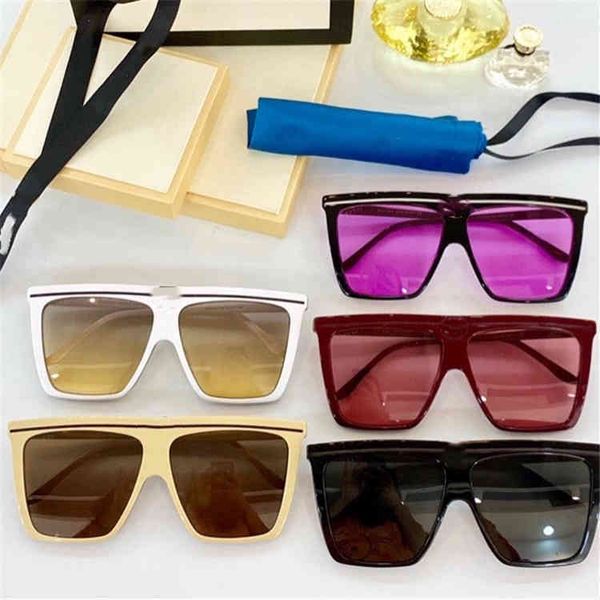 

2022 factory wholesale model golden age zhu suo ni lu han same women's large frame square pilot 0733 sunglasses, White;black