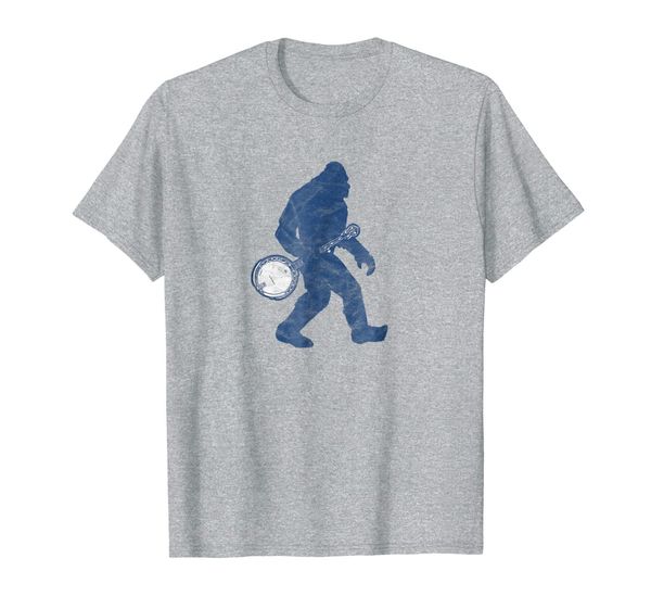 

bigfoot banjo - sasquatch silhouette retro bluegrass shirt, White;black