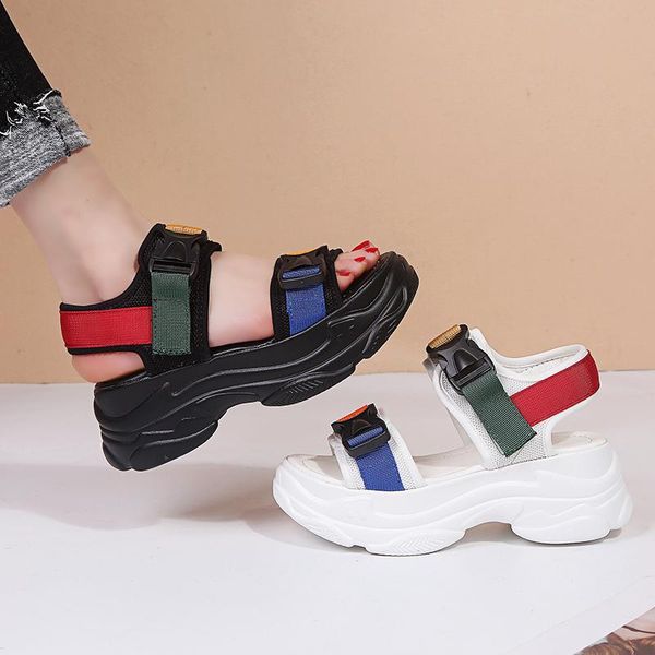 

dress shoes 2021 fashion women platform sandals ladies casual peep-toe wedges woman sandalias mujer black white