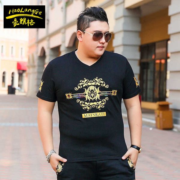 

summer men's t-shirt plus size short sleeve loose v-neck extra large trendy fat man 7xl, Black;brown
