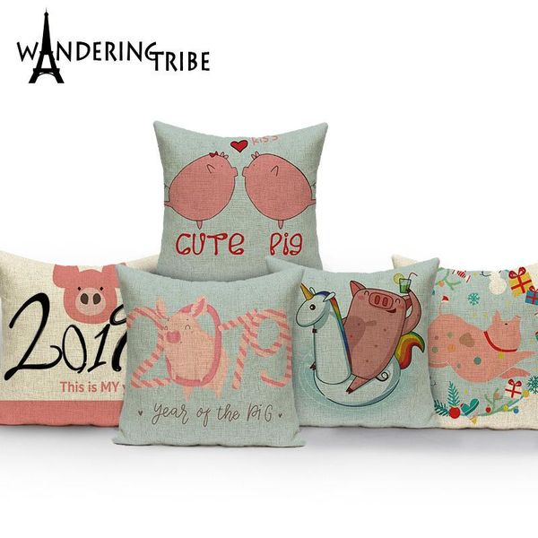 

animal pig print cushion cover polyester chair seat bedroom sofa home decorative pillow case car soft comfortable cushion/decorative