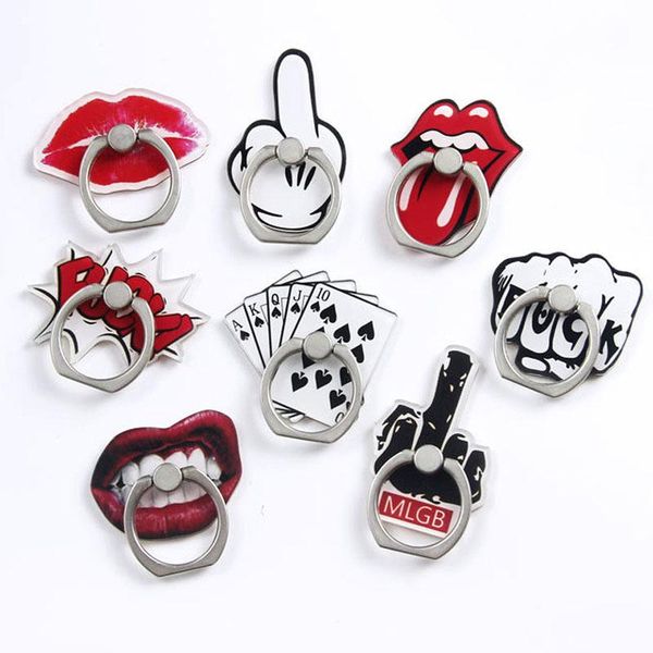 

cell phone mounts & holders cartoon shaped ring buckle bracket lips mouth poker lazy