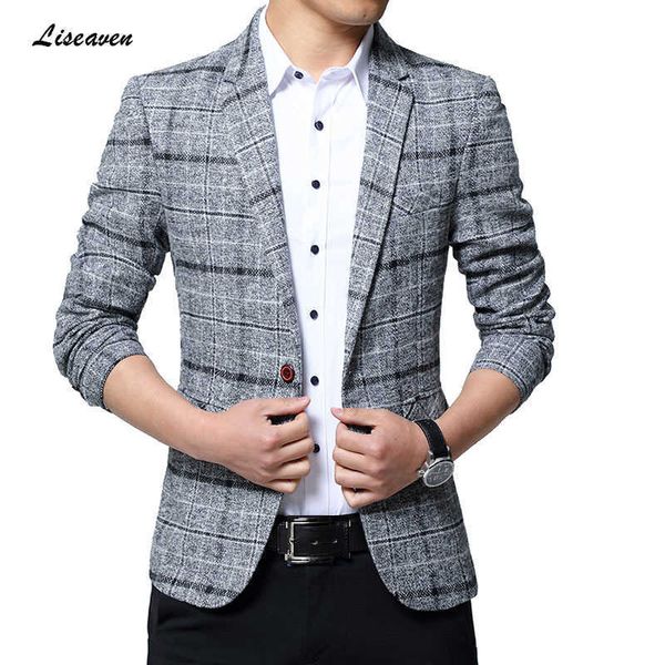 

liseaven blazers men jackets arrival male blazers plus size 5xl slim fit coat mens blazer jacket men 211013, Black;brown